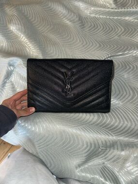 Designer Black Quilted Leather Envelope Clutch